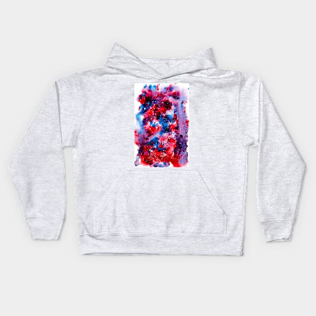 dark pink and blue watercolour swirl Kids Hoodie by LeighsDesigns